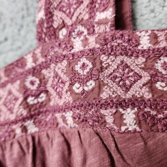 LUCKY BRAND Women's NORDSTROM Embroidered Swingy Wide Strap Rose Cropped Tank - Picture 5 of 10